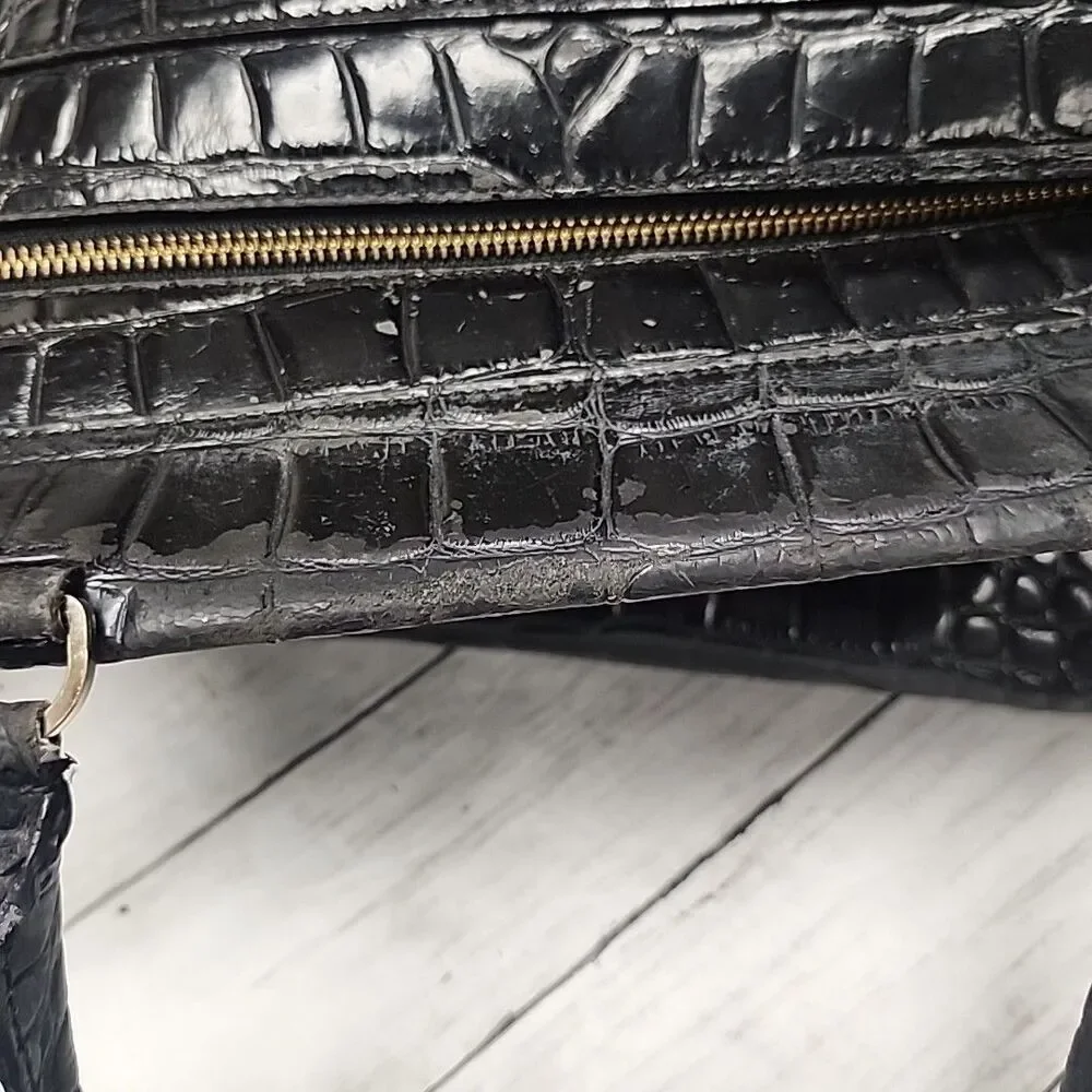 KATE SPADE New York Ridgely Ave Becky Satchel Croc Embossed Leather Black Bag